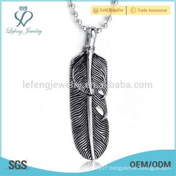 Fancy feather charm pendant,clear meaningful necklace pendants